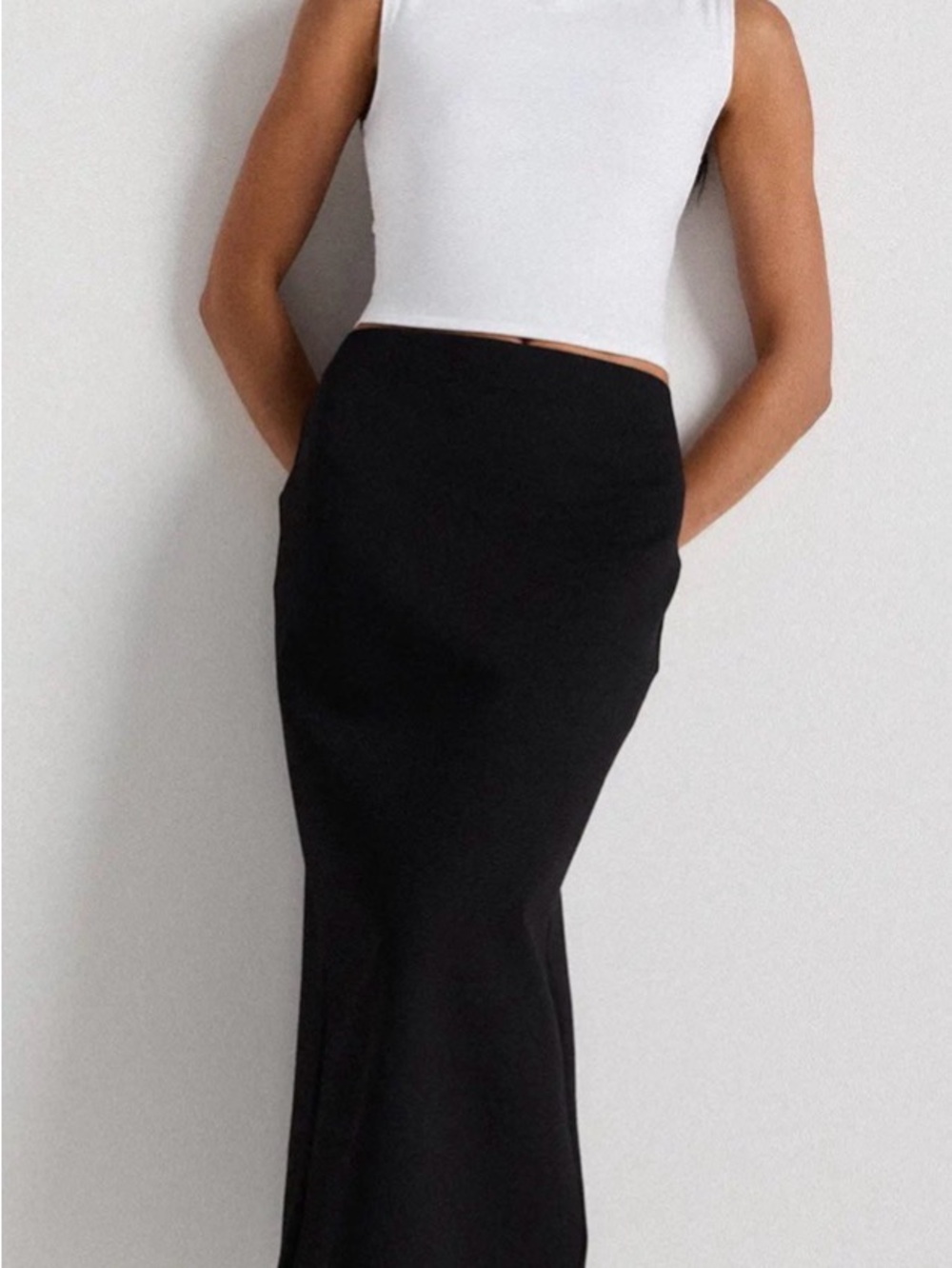 Quince Black Ponte High-Rise Pencil Skirt